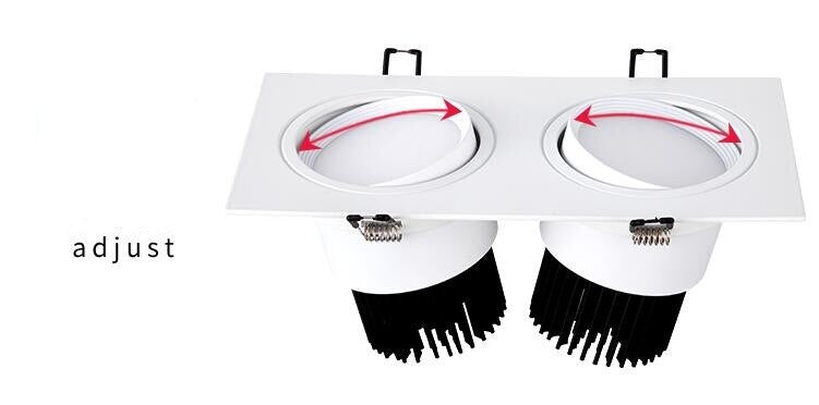 LED double Light Square 14W 18W 24W cob Led dimmable Downlight Recessed Led Ceiling Spot Light Lamp Indoor AC85-265V