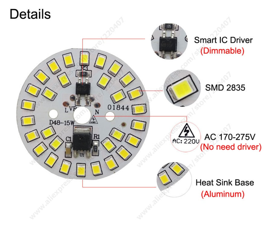 Downlight led pcb smd2835 integrated IC driver AC 220V 18w 15w 12w 9w 7w 5w 3w for down light Diy