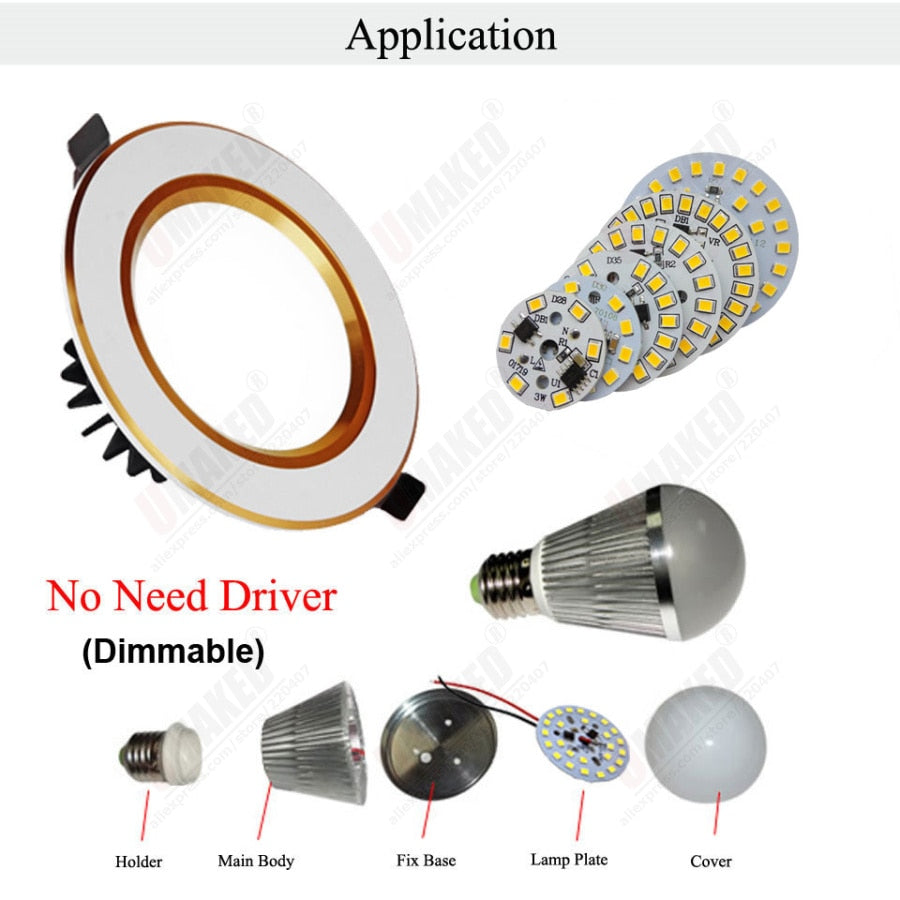 Downlight led pcb smd2835 integrated IC driver AC 220V 18w 15w 12w 9w 7w 5w 3w for down light Diy