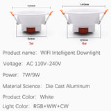 Zigbee LED Smart Downlight Ceiling lights Dimming Round Spot Lighting 7W/9W RGB Warm Cold light Voice control