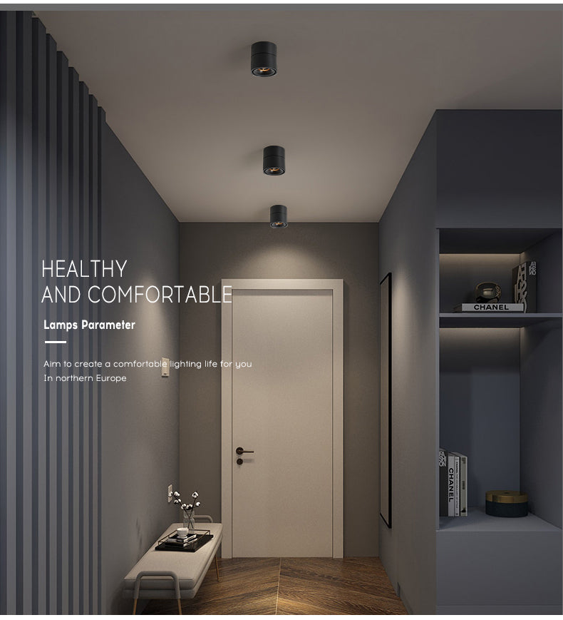 Tinlaibor Dimmable 9W LED Ceiling Rail lamp Household Nordic MainLiving room Bedroom Foyer Porch Aisle Spotlight Downlight