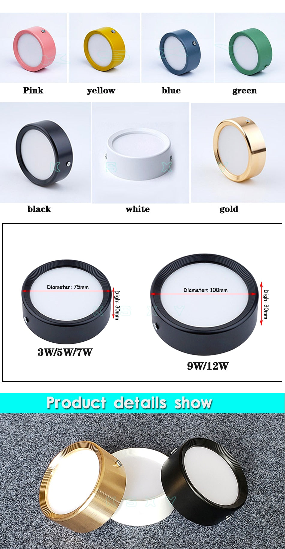 Surface Mounted LED downlight 5W 7W 12W Ceiling Lamps Ultra Thin Driverless cob led spot lights 220V Ceiling Fixtures Lighting