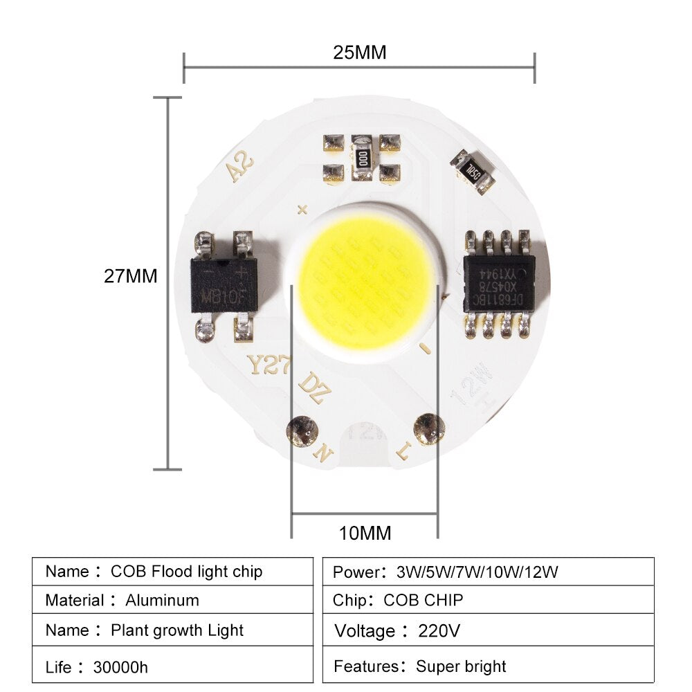 Tcosqy cob chip LED accessories AC 3w 5w 7w 10w 12w warm white cold white red light green light indoor lighting downlight spotlight
