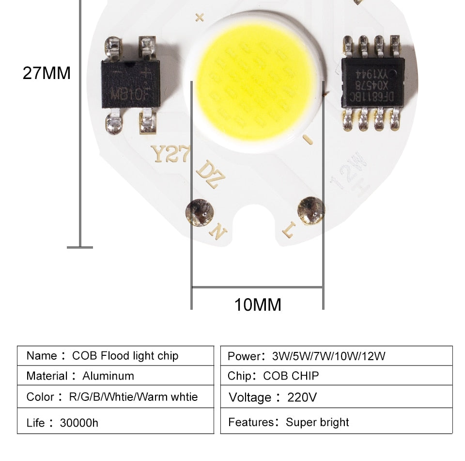 Tcosqy cob chip LED accessories AC 3w 5w 7w 10w 12w warm white cold white red light green light indoor lighting downlight spotlight