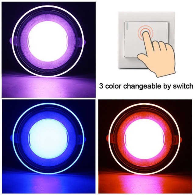 LED Downlight 5W 7W 9W 12W 15W 3W Light Guide Round Recessed Lamp White Blue Red Purple 3color Bedroom Living Room Indoor