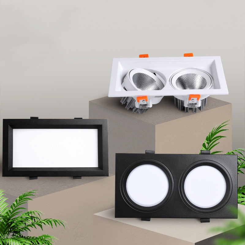 Ultra-thin Anti-Fog LED Panel Lamp Recessed Rectangle Bathroom Ceiling Downlights Corridor Aisle Industrial Grille Spot Lighting