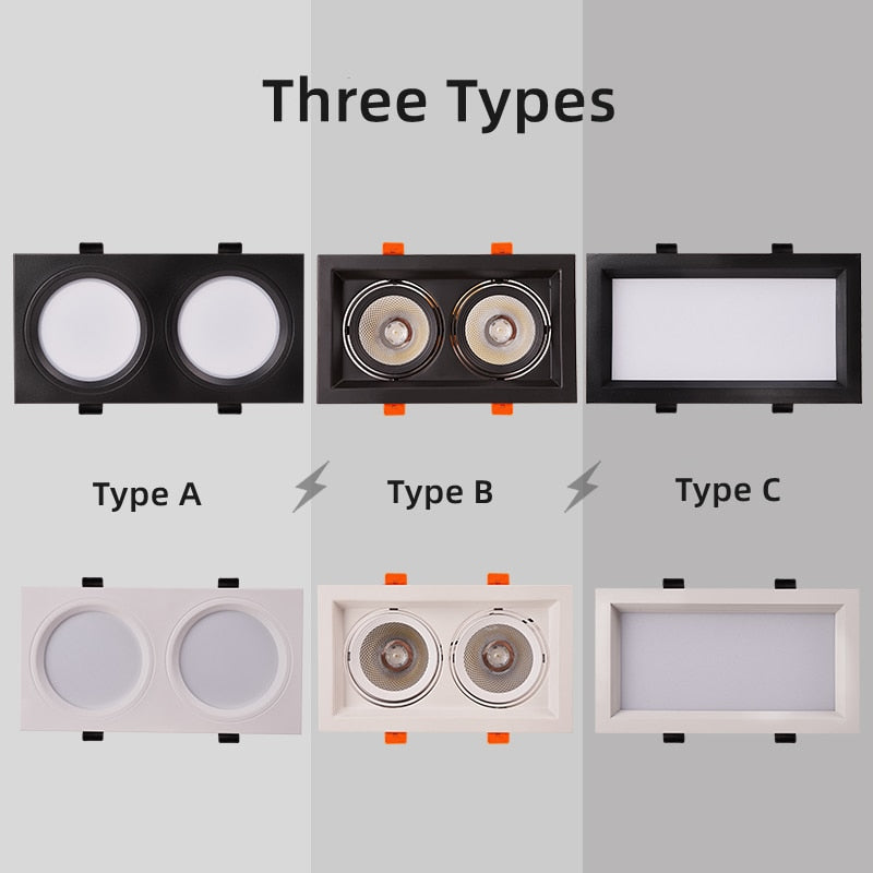 Ultra-thin Anti-Fog LED Panel Lamp Recessed Rectangle Bathroom Ceiling Downlights Corridor Aisle Industrial Grille Spot Lighting