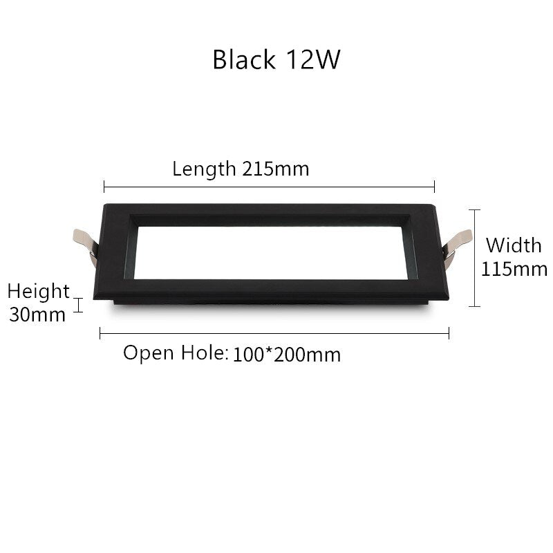 Ultra-thin Anti-Fog LED Panel Lamp Recessed Rectangle Bathroom Ceiling Downlights Corridor Aisle Industrial Grille Spot Lighting