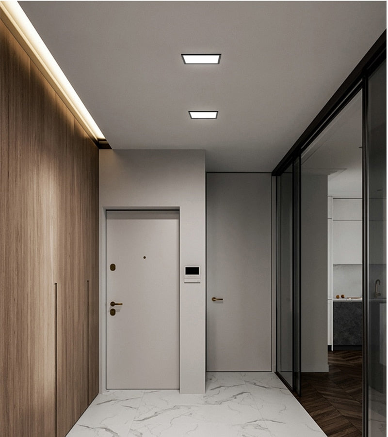Ultra-thin Anti-Fog LED Panel Lamp Recessed Rectangle Bathroom Ceiling Downlights Corridor Aisle Industrial Grille Spot Lighting