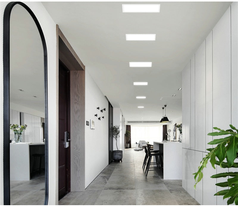 Ultra-thin Anti-Fog LED Panel Lamp Recessed Rectangle Bathroom Ceiling Downlights Corridor Aisle Industrial Grille Spot Lighting