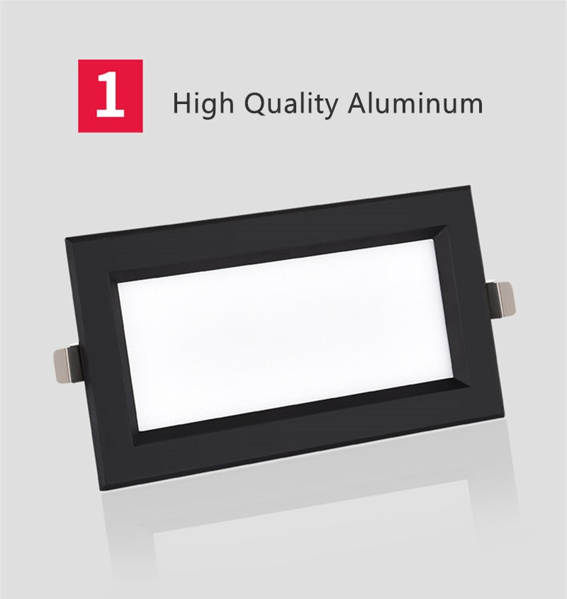 Ultra-thin Anti-Fog LED Panel Lamp Recessed Rectangle Bathroom Ceiling Downlights Corridor Aisle Industrial Grille Spot Lighting