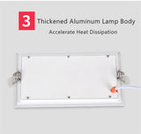 Ultra-thin Anti-Fog LED Panel Lamp Recessed Rectangle Bathroom Ceiling Downlights Corridor Aisle Industrial Grille Spot Lighting