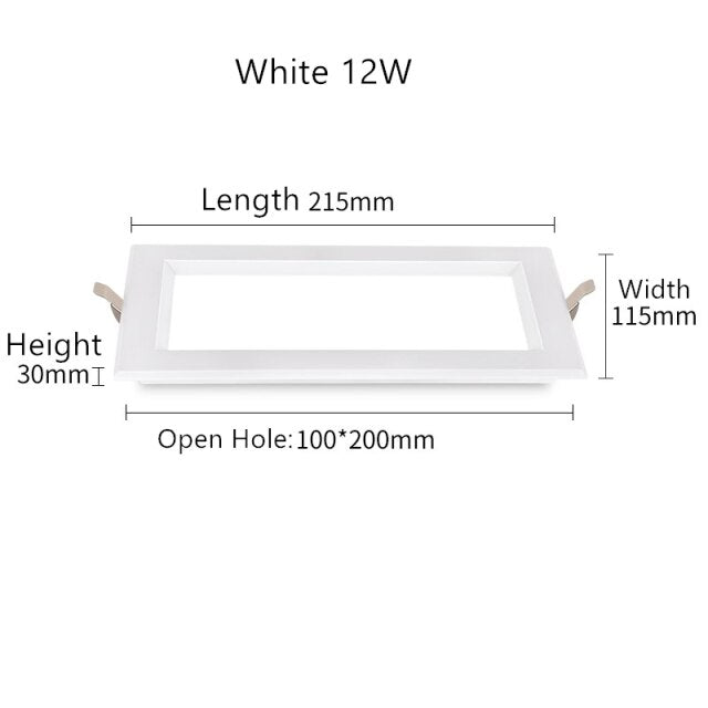 Ultra-thin Anti-Fog LED Panel Lamp Recessed Rectangle Bathroom Ceiling Downlights Corridor Aisle Industrial Grille Spot Lighting