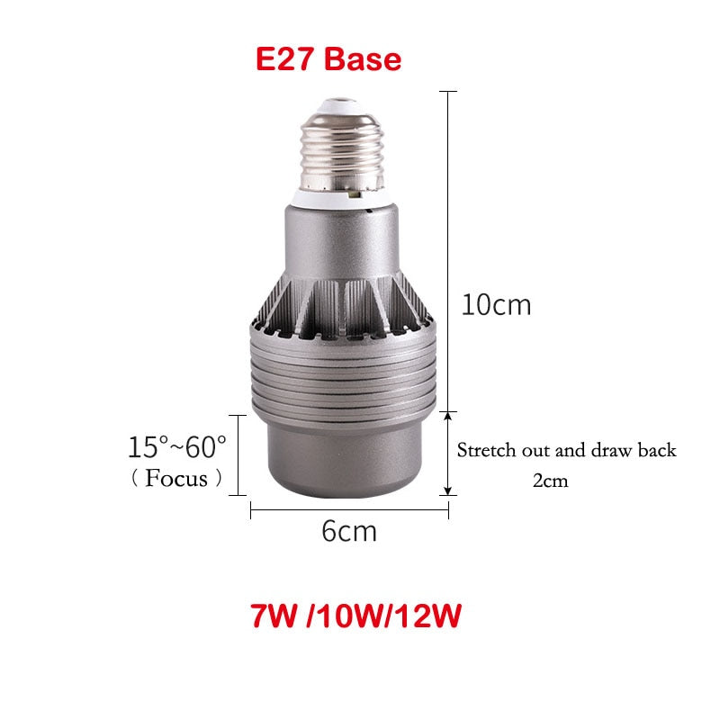 E27 Dimmable PAR20 LED light Zoom Spotlight Angle adjustment cob downlight 7w 10w 12w dining/living room bar cafe LED spot light