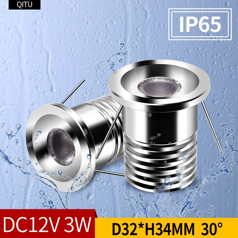 Built-in mini LED spotlight IP65 waterproof DC12V indoor bathroom ceiling kitchen 3W cabinet embedded focus 24V small downlight