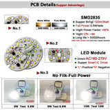 LED Module 5W 7W 9W 12W 15W 18W 10pcs AC220V Downlight PCB Aluminum plate White/Warm SMD2835 Smart IC Driver No Flick Lamp DIY
