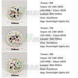 LED Module 5W 7W 9W 12W 15W 18W 10pcs AC220V Downlight PCB Aluminum plate White/Warm SMD2835 Smart IC Driver No Flick Lamp DIY