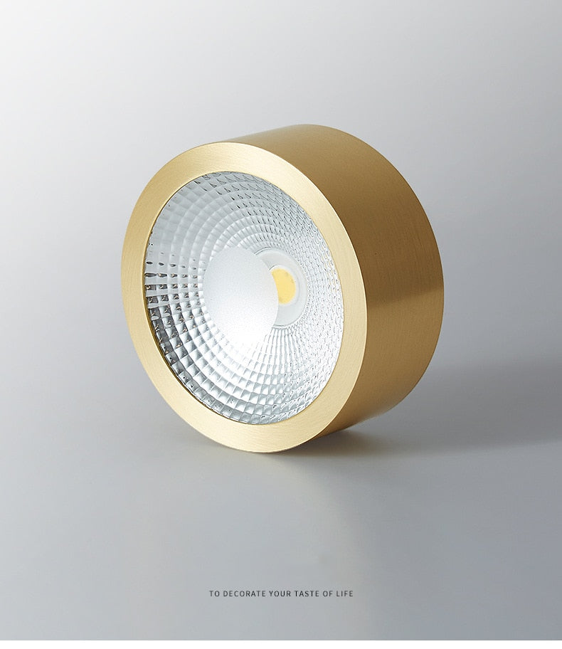 Full Copper Aluminum 220V LED Ceiling Downlight Nordic Hallway Corridor Porch Surface Mounted Brass 6W 8W 10W Spot Light Fixture
