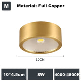 Full Copper Aluminum 220V LED Ceiling Downlight Nordic Hallway Corridor Porch Surface Mounted Brass 6W 8W 10W Spot Light Fixture