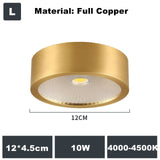 Full Copper Aluminum 220V LED Ceiling Downlight Nordic Hallway Corridor Porch Surface Mounted Brass 6W 8W 10W Spot Light Fixture