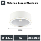 Full Copper Aluminum 220V LED Ceiling Downlight Nordic Hallway Corridor Porch Surface Mounted Brass 6W 8W 10W Spot Light Fixture