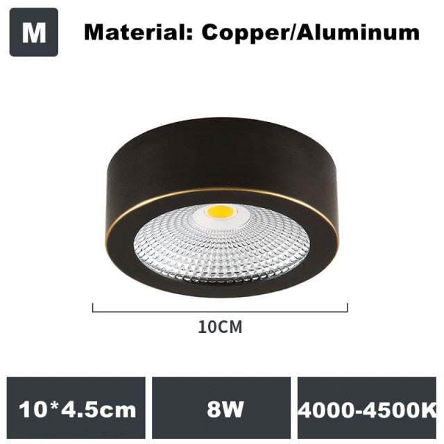 Full Copper Aluminum 220V LED Ceiling Downlight Nordic Hallway Corridor Porch Surface Mounted Brass 6W 8W 10W Spot Light Fixture