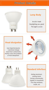 LED Bulb Spotlight GU10 MR16 6W 220V Downlight fixture Spot light Recessed Lighting Kit LED Lampada Bulbs with MR16/GU5.3 Socket