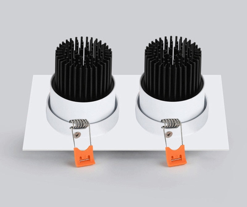 Anti-glare Double Square Dimmable LED Downlight COB Recessed LED Ceiling Lamp Spot Light 20w 24W 30W AC85-265V Indoor Lighting