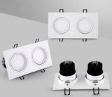 Anti-glare Double Square Dimmable LED Downlight COB Recessed LED Ceiling Lamp Spot Light 20w 24W 30W AC85-265V Indoor Lighting