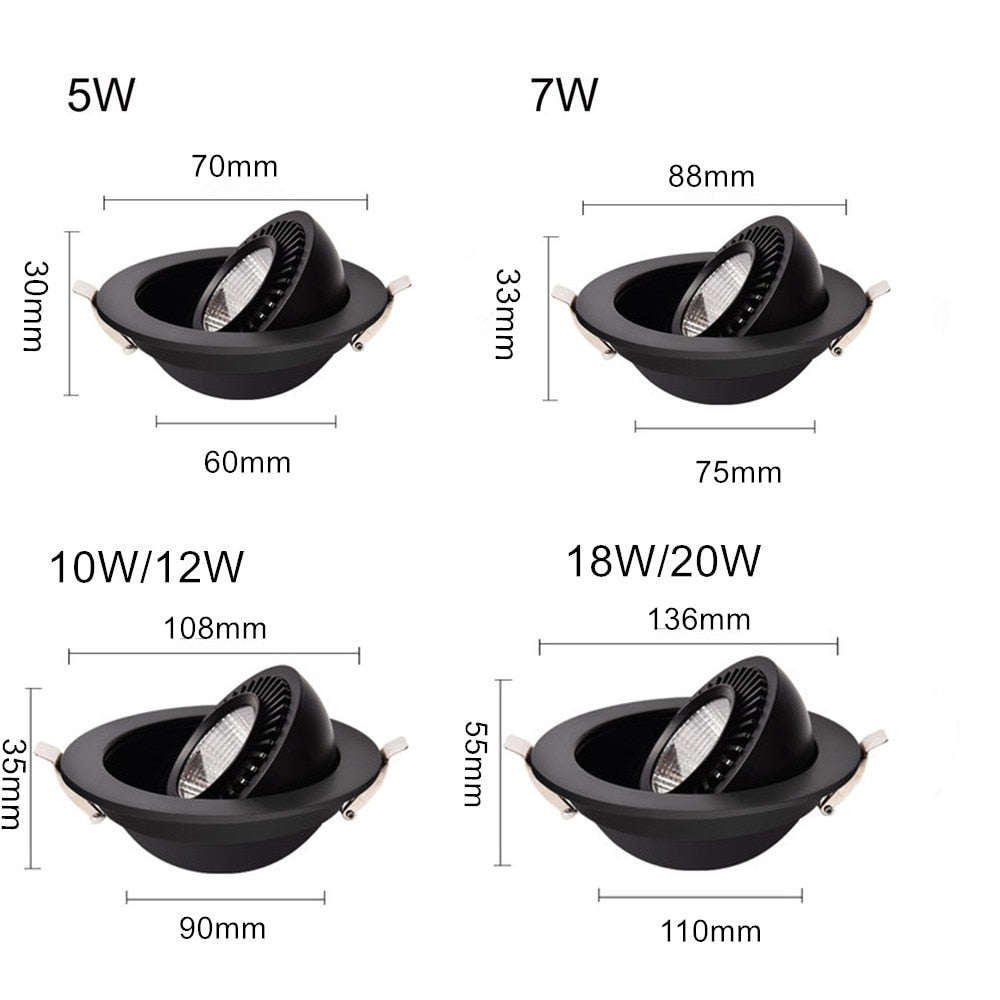 Dimmable Spot Light 12w 10w 7w 5w led bulb light 360 Degree Rotation spotlights recessed ceiling lamp for Kitchen Bedroom lights