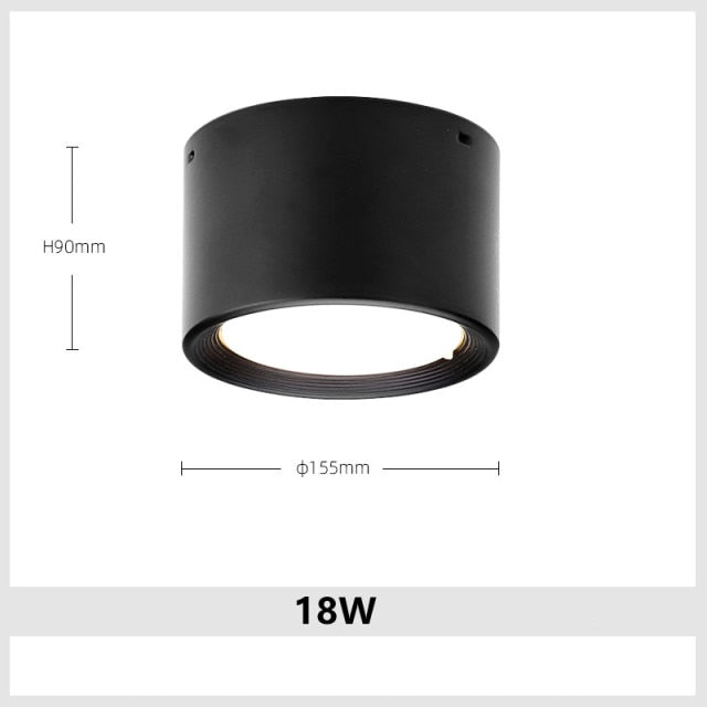 Surface Mounted LED Downlight 7W 9W 15W 18W 24W 30W Dimmable 110V 220V Simple Ceiling Spot Lamp Black and White Indoor Lighting
