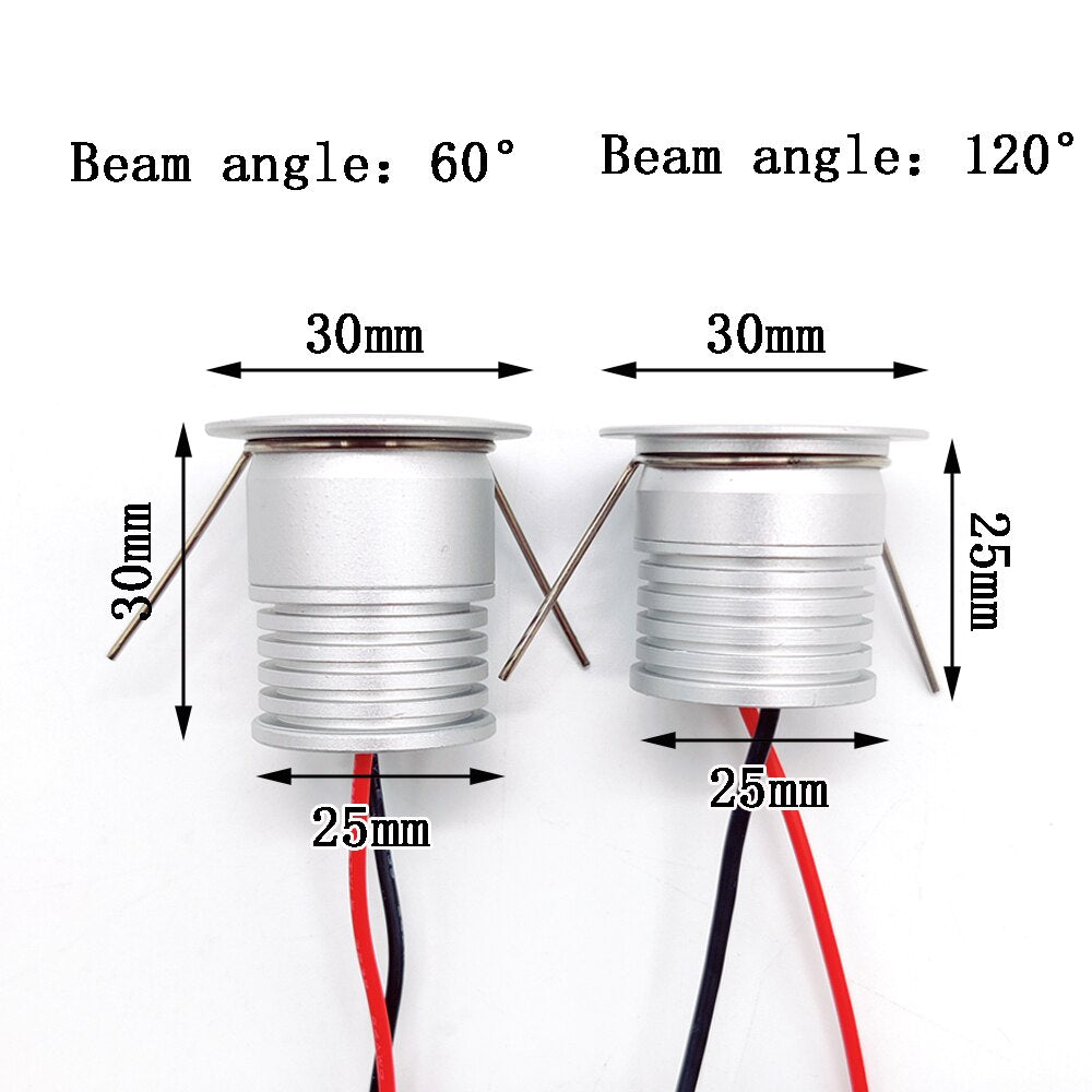 Mini LED Downlight IP65 Dimmable Spotlight 1W 12V Ceiling Lighting Recessed Bedroom Spot Light 25mm cutout Kitchen Cabinet Light