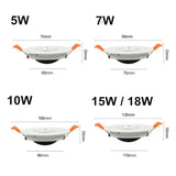 Dimmable 360° Rotatable LED Ceiling Spot Light 5W 7W 10W 15W Round LED Recessed Downlight with AC 85-265V + LED Driver