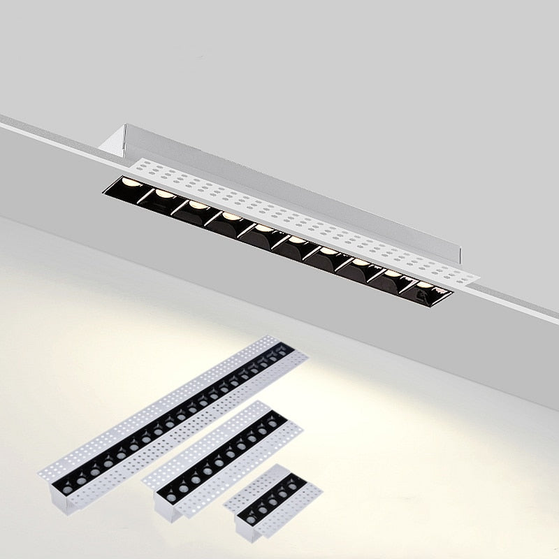 Frameless Recessed Led Magnetic Downlight Un visible Indoor Long Strip Ceiling Lamps 90Ra Modern Linear Grille Spot Lighting 220V