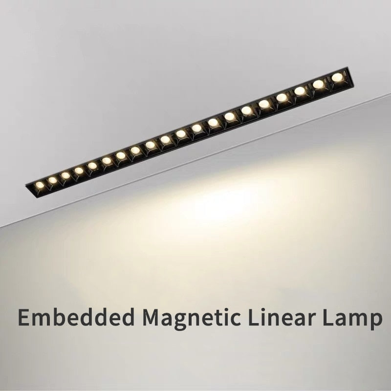 Frameless Recessed Led Magnetic Downlight Un visible Indoor Long Strip Ceiling Lamps 90Ra Modern Linear Grille Spot Lighting 220V