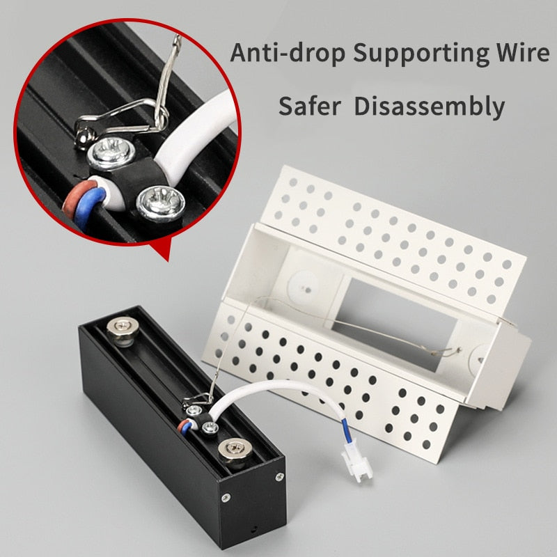 Frameless Recessed Led Magnetic Downlight Un visible Indoor Long Strip Ceiling Lamps 90Ra Modern Linear Grille Spot Lighting 220V