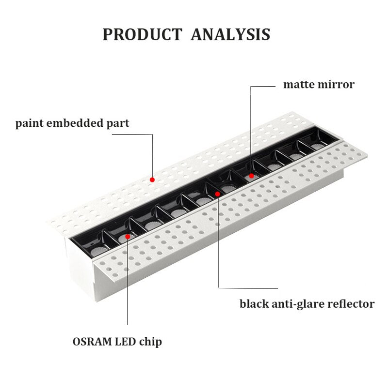 Frameless Recessed Led Magnetic Downlight Un visible Indoor Long Strip Ceiling Lamps 90Ra Modern Linear Grille Spot Lighting 220V