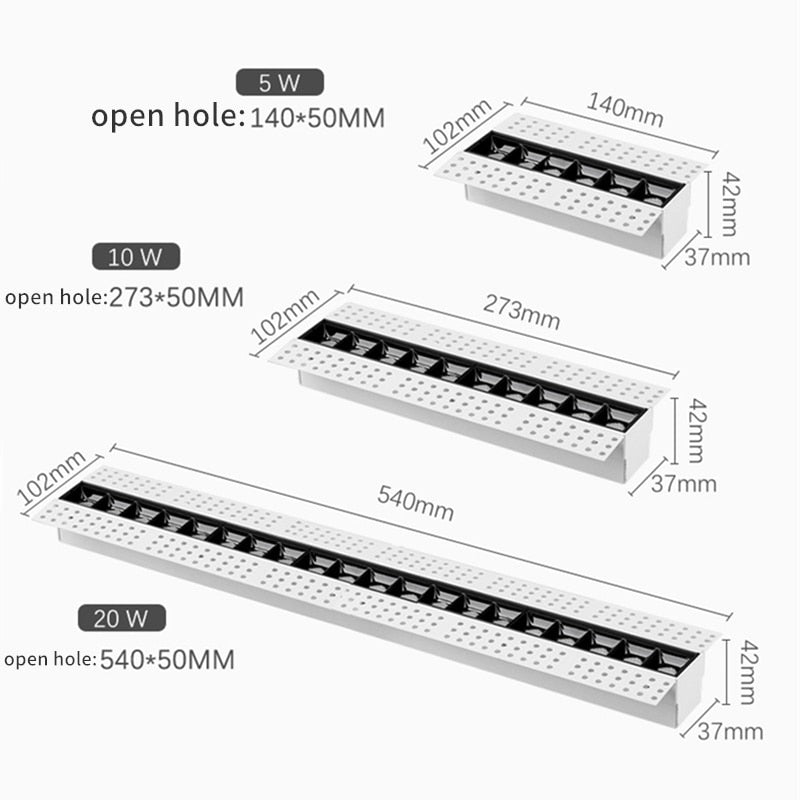 Frameless Recessed Led Magnetic Downlight Un visible Indoor Long Strip Ceiling Lamps 90Ra Modern Linear Grille Spot Lighting 220V