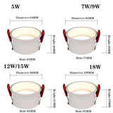 Round recessed downlight dimming 5W 7W 9W 12W 15W 18W LED ceiling spotlight, home lighting AC85-265V