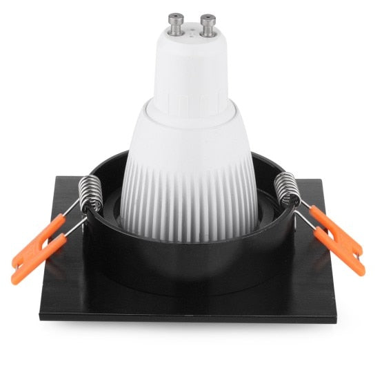 Black Recessed Square Downlight Holder Adjustable Frame 9x9cm for LED GU10 MR16