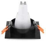 Black Recessed Square Downlight Holder Adjustable Frame 9x9cm for LED GU10 MR16