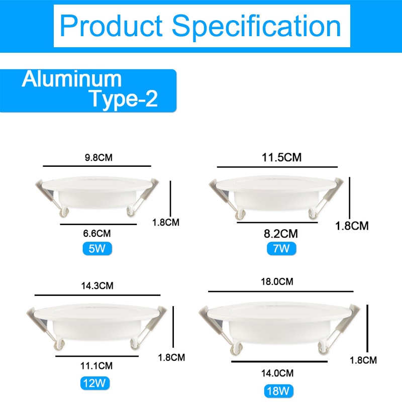 GreenEye Ultra Bright Round LED Downlight 5W 10W 15W Aluminum Bombillas AC 220V LED Down Light Ceiling Recessed Spot Light