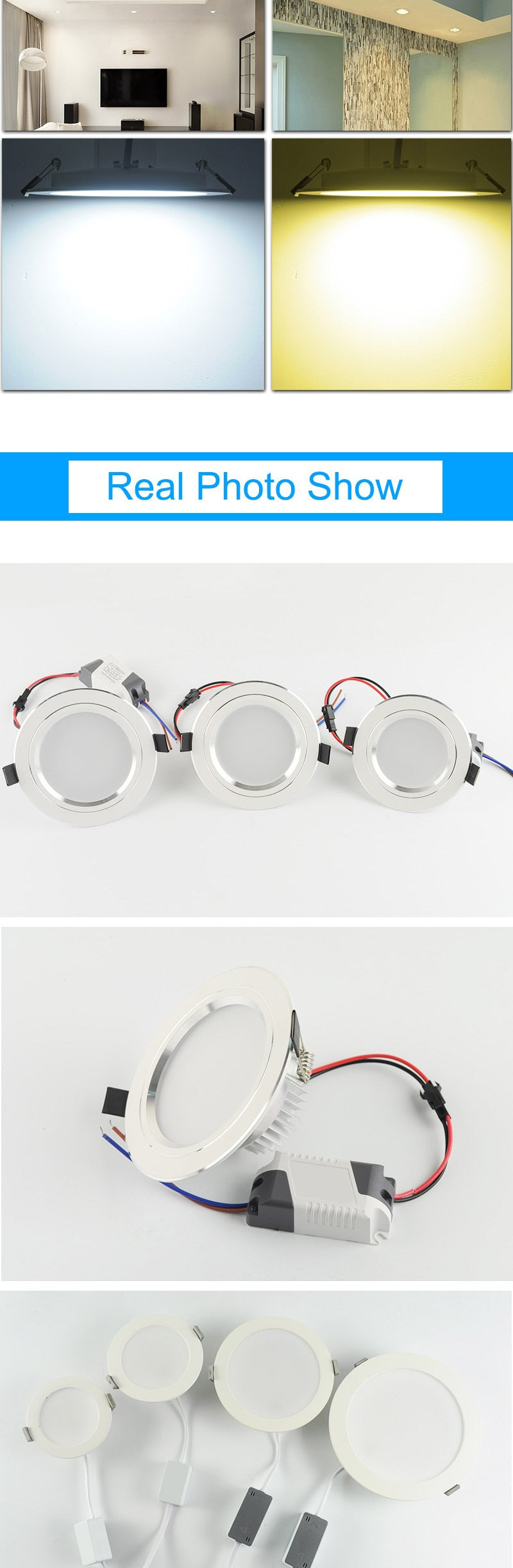 GreenEye Ultra Bright Round LED Downlight 5W 10W 15W Aluminum Bombillas AC 220V LED Down Light Ceiling Recessed Spot Light