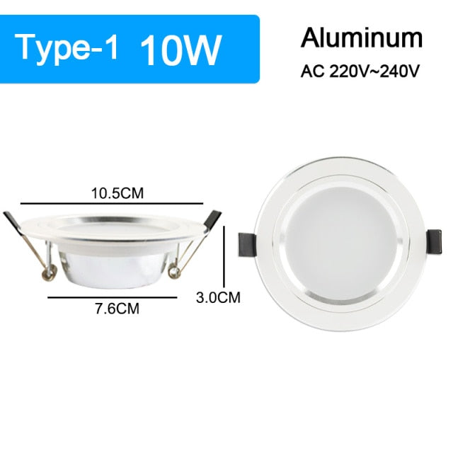 GreenEye Ultra Bright Round LED Downlight 5W 10W 15W Aluminum Bombillas AC 220V LED Down Light Ceiling Recessed Spot Light