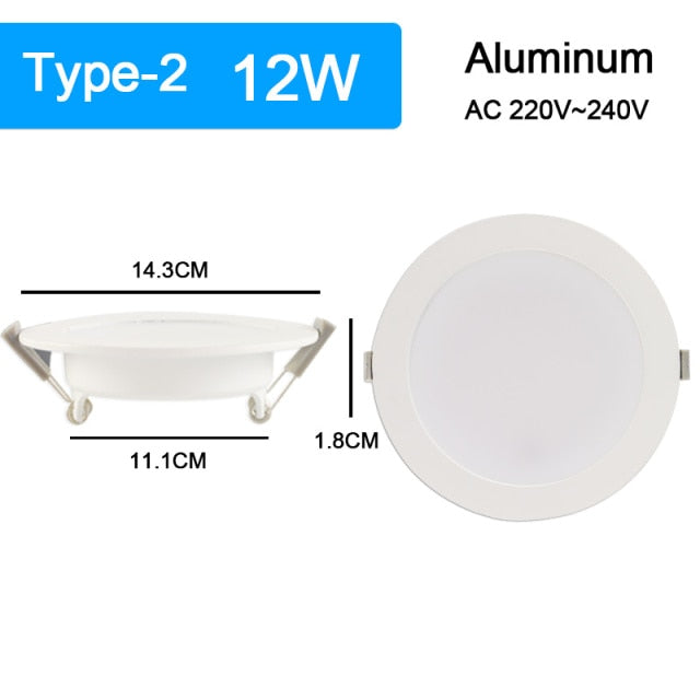 GreenEye Ultra Bright Round LED Downlight 5W 10W 15W Aluminum Bombillas AC 220V LED Down Light Ceiling Recessed Spot Light