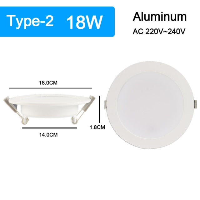 GreenEye Ultra Bright Round LED Downlight 5W 10W 15W Aluminum Bombillas AC 220V LED Down Light Ceiling Recessed Spot Light
