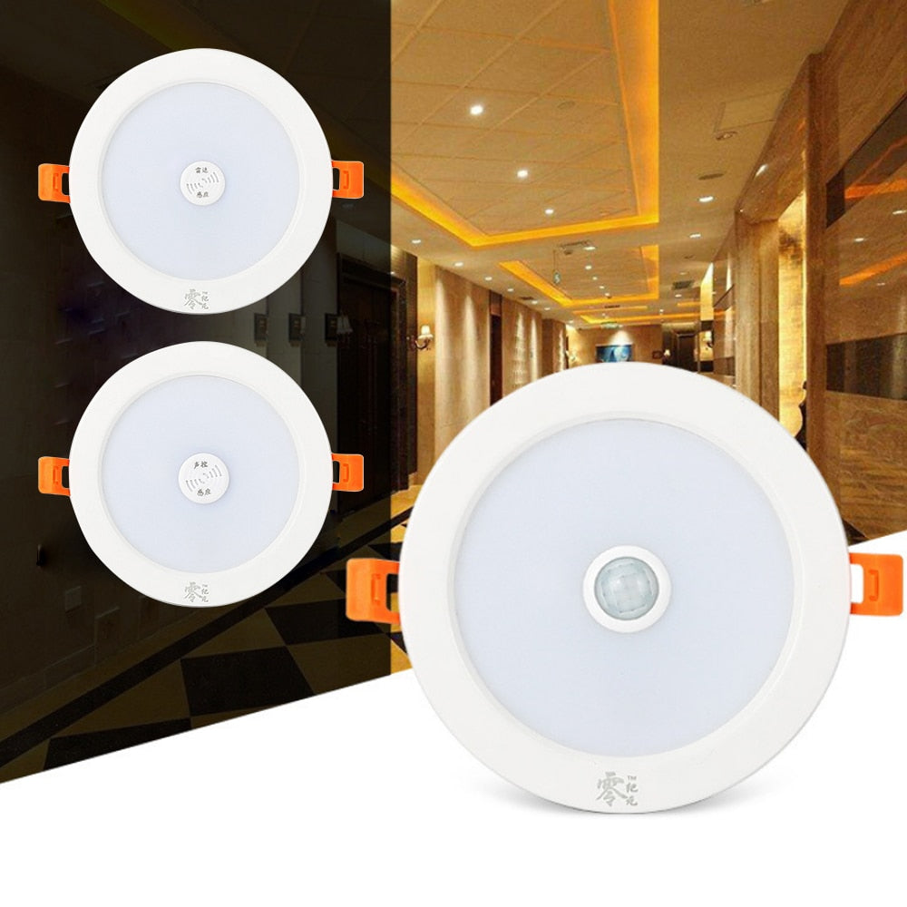 PIR Motion Sensor LED Downlight Voice Control LED Recessed Ceiling Light 3W 5W 9W 18W 220V Radar Induction Round Spotlight Decor