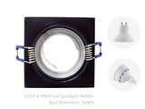 NEW Black Square Recessed LED Ceiling Light Adjustable Frame for MR16 GU10 Bulb Downlight Holder