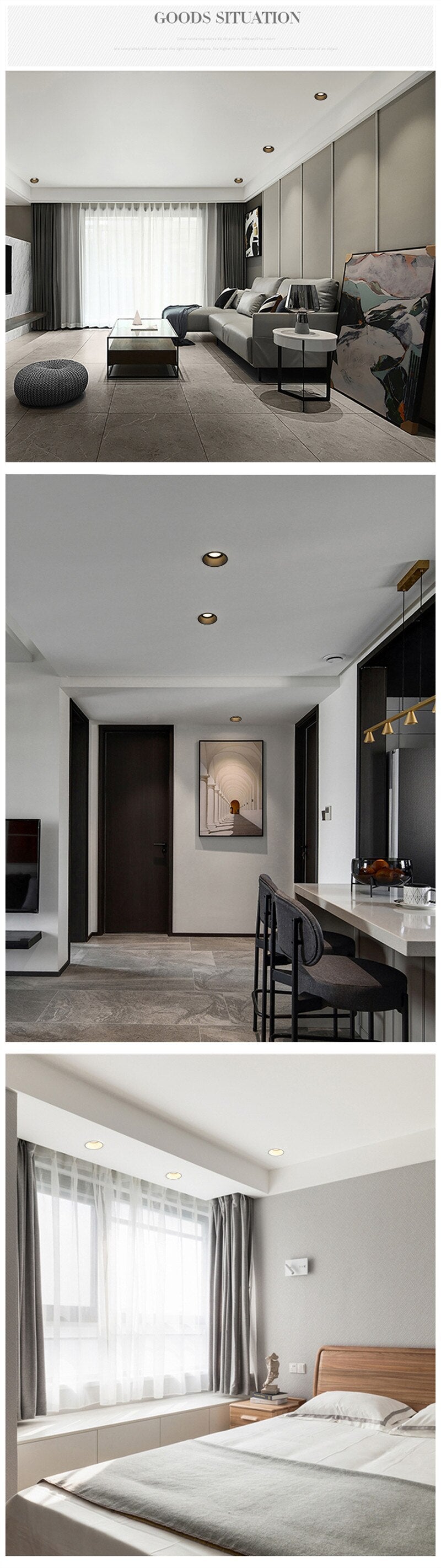 Round Recessed Ceiling Spotlight Dimmable 110V 220V LED COB Downlight With Drive 7W 12W 20W 24W 38° Lamp For Indoor Lighting