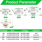 Aluminum Silver White Frosted Surface Thin LED Downlight 110v 220v 5w 10w 15w Led Lamp Spot LED Down Light Recessed Lighting